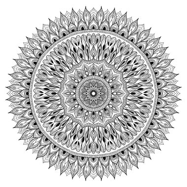 Mandala. Çiçek etnik soyut dekoratif unsur. Elle çizilmiş arka plan.