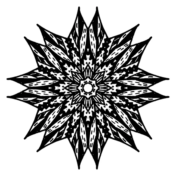 Mandala. Elemento decorativo abstracto étnico floral. Fondo dibujado a mano . — Vector de stock