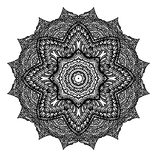 Mandala. Elemento decorativo abstracto étnico floral. Fondo dibujado a mano — Vector de stock