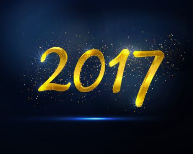 Mutlu yeni yıl tebrik kartı. Vektör altın ışıltılı tasarım.