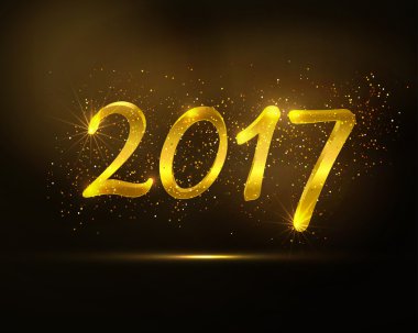 Mutlu yeni yıl tebrik kartı. Vektör altın ışıltılı tasarım.