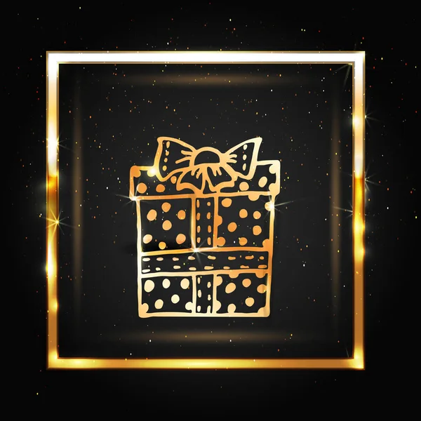 ギフト ボックスと黄金の輝き休日のベクトルの背景. — ストックベクタ