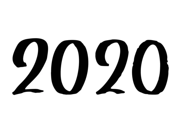 2020 Kalligrafische tekens. Handschrift Happy New Year Vector Design. Grunge Tekst voor wenskaart. — Stockvector