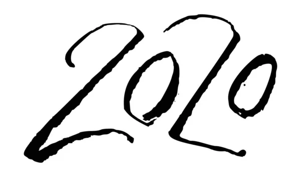 Objawy kaligraficzne 2020. Litery ręczne Szczęśliwego Nowego Roku Wektor Design. Tekst grunge karty okolicznościowej. — Wektor stockowy