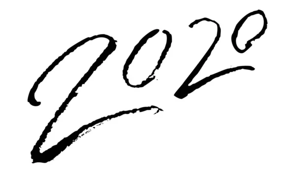 2020 Kaligrafik İşaretler. El Mektubu Mutlu Yıllar Vektör Tasarımı. Tebrik kartı için Grunge Metni. — Stok Vektör