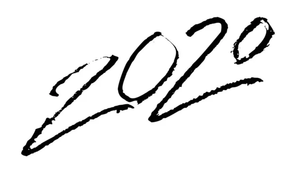 2020 Kalligrafische tekens. Handschrift Happy New Year Vector Design. Grunge Tekst voor wenskaart. — Stockvector