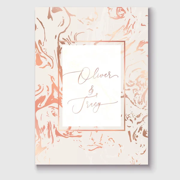 Gül sarısı mermer davetiye şablonu. Folyo efektli gerçekçi mermer dokusu. Ebru boyama arkaplanı.