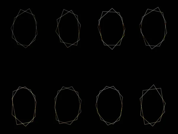 Vektor polygonale goldene Rahmen für Hochzeitseinladungen oder Grußkarten. goldene glitzernde Designvorlage. — Stockvektor