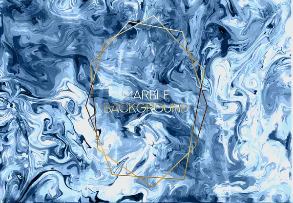 Vektorová textura Ink Marble Blue Golden Grunge. Liquid Abstract Surface for Mockup Design and Background. Šablona výtvarného umění Ebru. — Stockový vektor