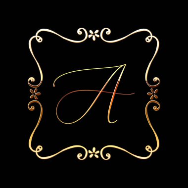 Çiçek çerçevesi ya da Monogram El Çizimi Elementi. Düğün Davetiyeleri, Tebrik Kartı veya Menü için Çizgi Bölümleri Çizelgesi.