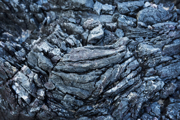 Close up of sea black rock texture