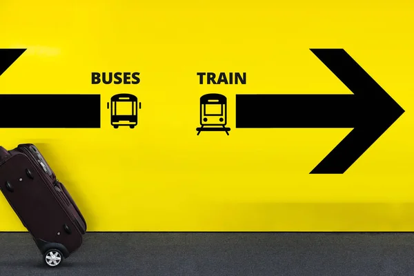 공항 버스와 기호, 기차 아이콘, 화살표 및 이동 수하물 — 스톡 사진