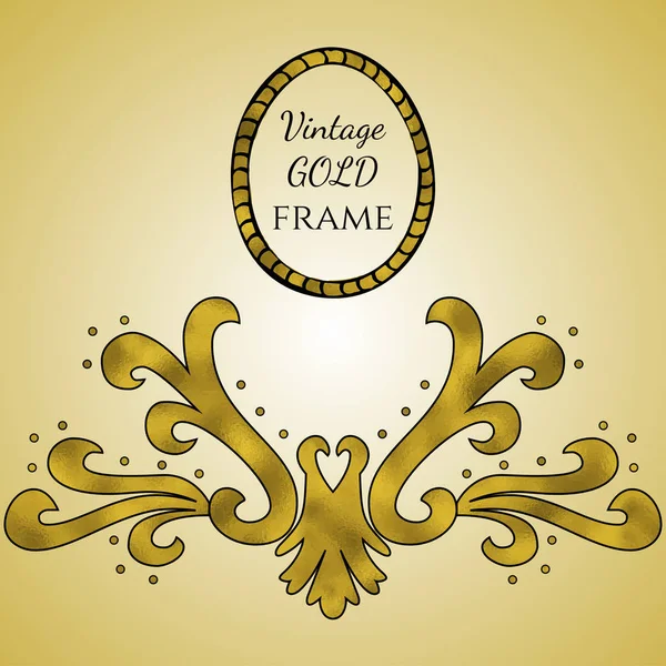 Arany fólia vintage képkeret. — Stock Vector