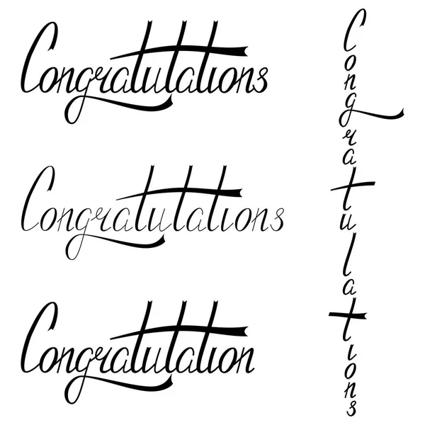 Hand getekende Gefeliciteerd belettering. — Stockvector