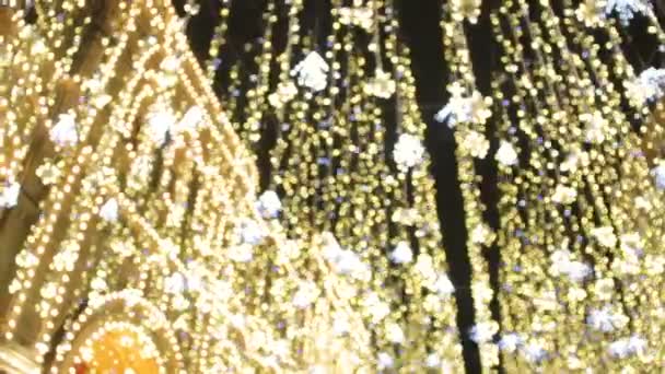 Iluminación Calle Nikolskaya Cerca Del Kremlin Moscú Decorado Para Celebración — Vídeos de Stock