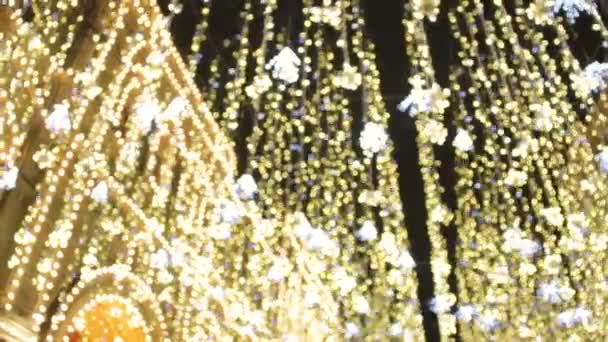 Illumination Sur Rue Nikolskaïa Près Kremlin Moscou Décoré Pour Célébration — Video