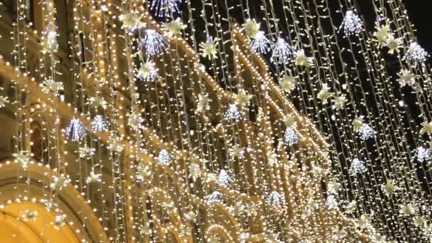Magick Ilumina Iluminação Guirlanda Nos Feriados Natal Área Central Moscou — Vídeo de Stock