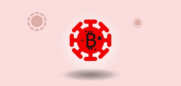 Bitcoin y virus icono. Planificación de inversiones en — Vector de stock