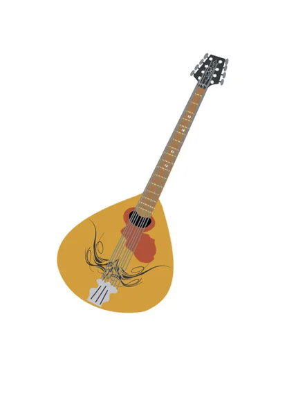Instrumento musical mandolina sobre fondo blanco — Vector de stock