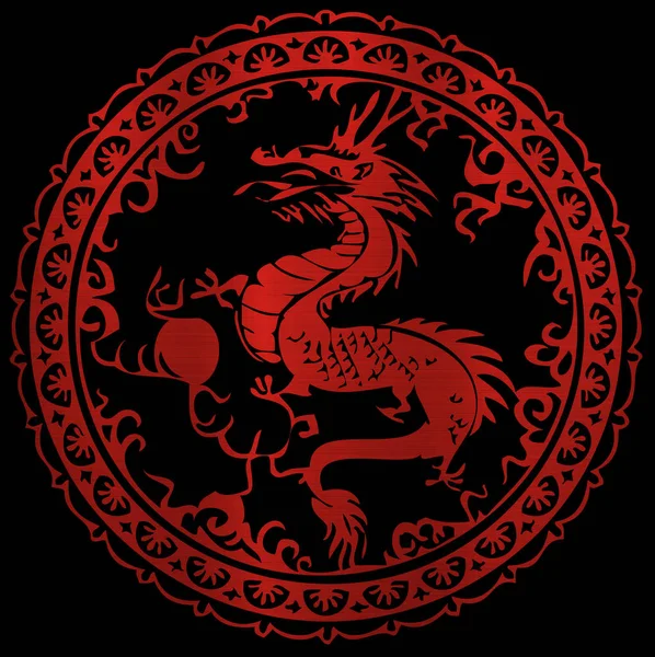 dragon asia legend red metallic fire illustration zodiac round