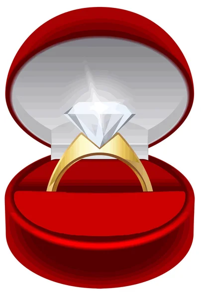 wedding ring in box engagement gold diamond shiny jewel illustration