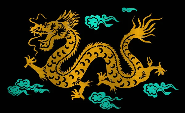 chinene zodiac dragon animal golden metallic horoscope astrology illustration
