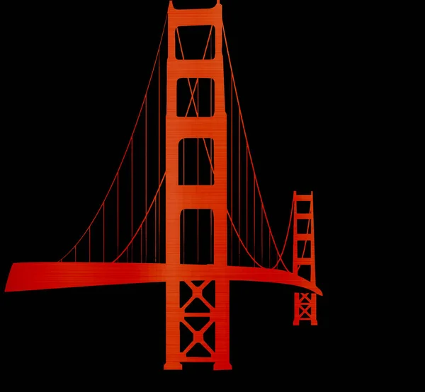 golden gate bridge red metallic san francisco black background illustration