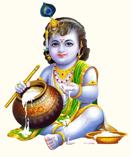 lord krishna kid festival hinduism illustration holy