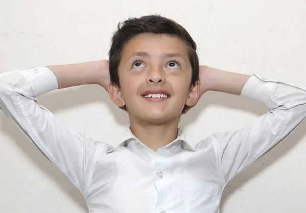 Close up of smiling cute young boy — Stock Photo, Image