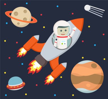 Roket ile uçan astronot