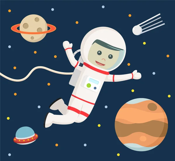 Astronaut flyder i rummet – Stock-vektor