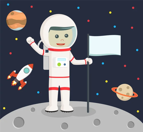 Astronauta sosteniendo bandera vector ilustración diseño — Vector de stock