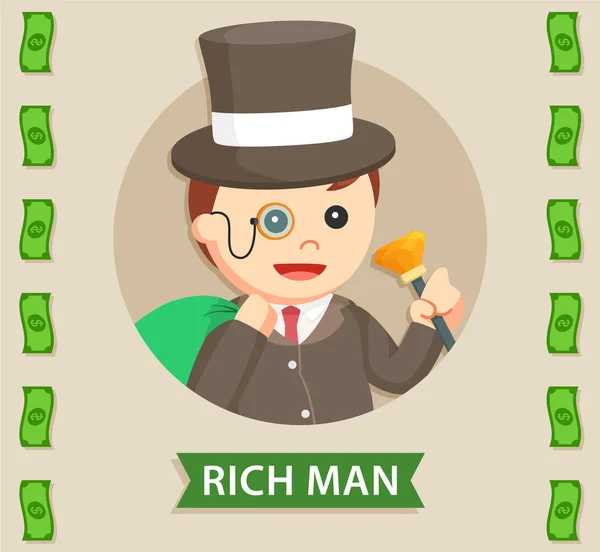 Fetter reicher Mann im Kreis-Logo — Stockvektor