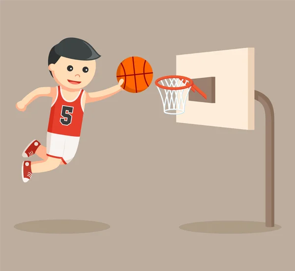 Basket ball jugador disparar el gol — Vector de stock