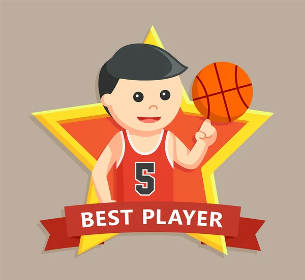 Basket ball player in star emblem — Stock Vector