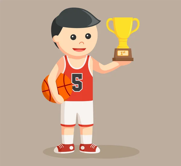 Basket ball player got trophy — Stock Vector