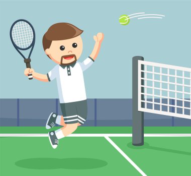 bir top smashing tenis oyuncusu