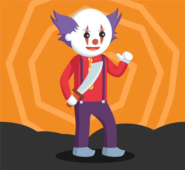 Payaso malvado sosteniendo machete — Vector de stock