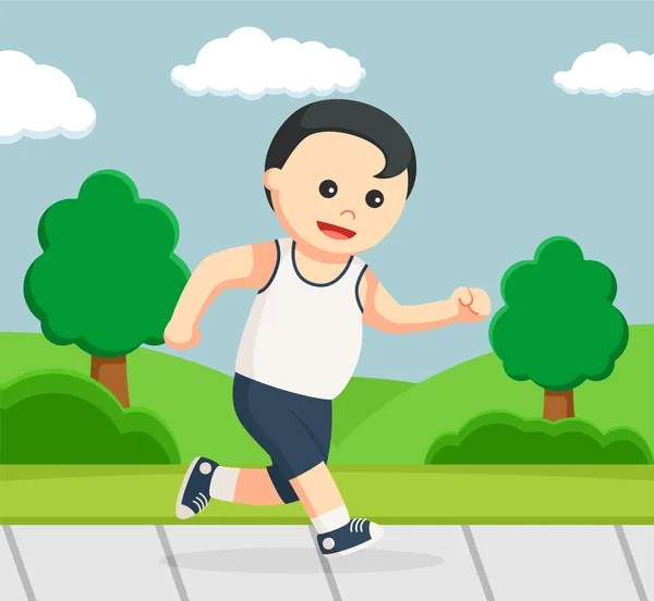 Healthy fat man running in park — Stock Vector