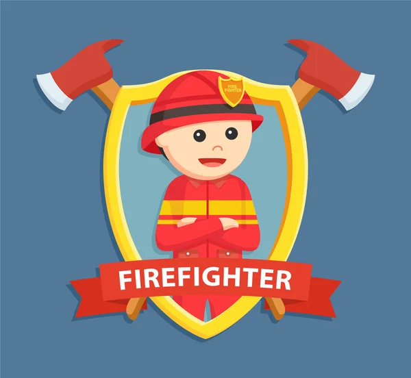 Пожарный в дизайне векторной эмблемы — стоковый вектор
