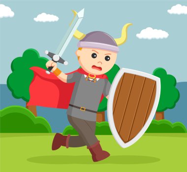 Viking asker ellerinde kalkan ve kılıç
