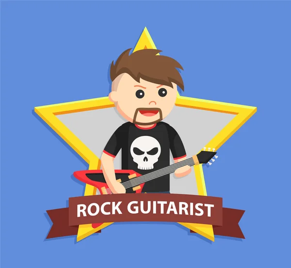 Gitarist in embleem — Stockvector