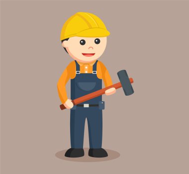 balyoz ile inşaat işçisi