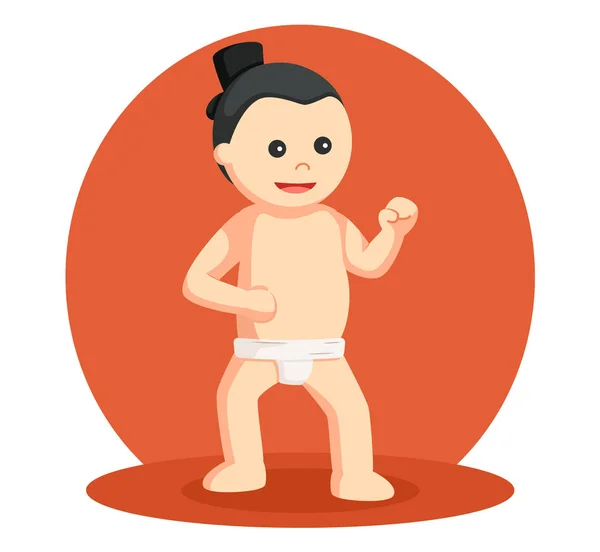 Sumo luchador lucha pose — Vector de stock