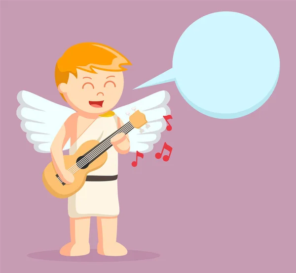 Cupido tocando guitarra com callout — Vetor de Stock