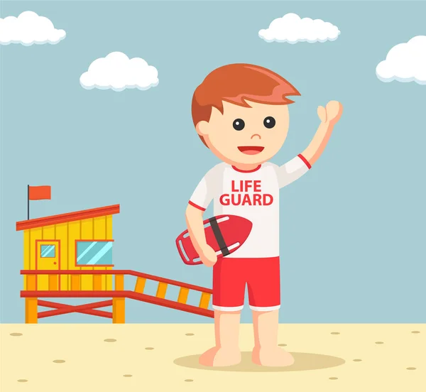 Lifeguard with rescue buoy — Stock Vector