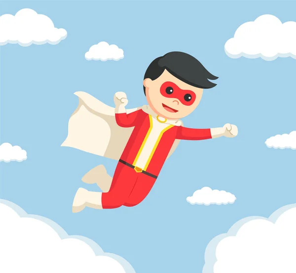 空の上を飛んでのスーパー ヒーロー — ストックベクタ