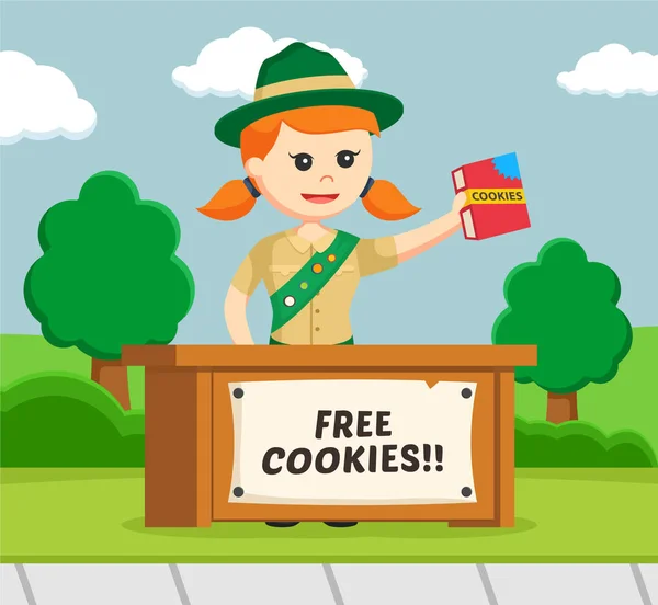 Girl scout compartir cookies gratis — Vector de stock