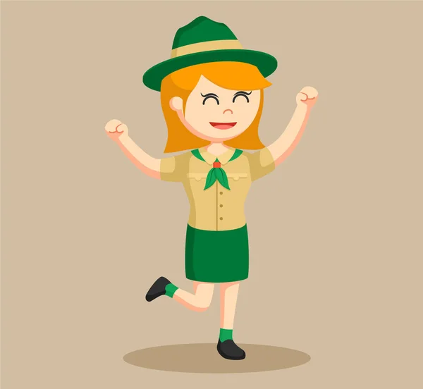 Girl scout upphetsad illustration design — Stock vektor