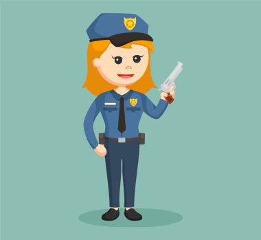 Polis kadın tabanca ile